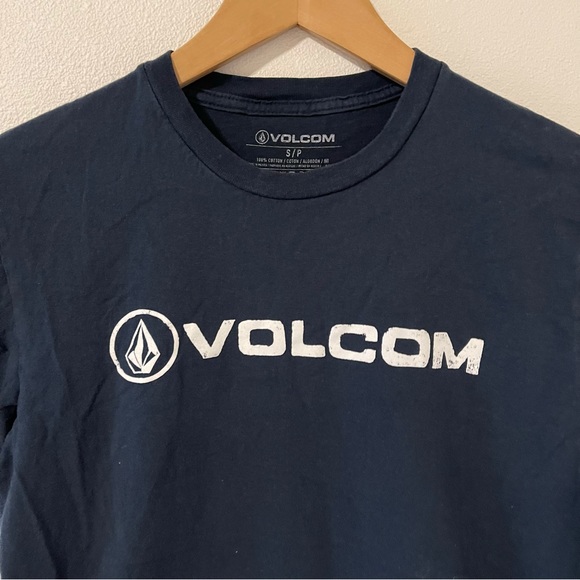 Volcom Navy Spellout Logo Graphic Tee Cotton-Small - Picture 3 of 5